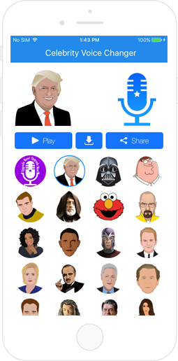Celebrity Voice Changer app on a phone